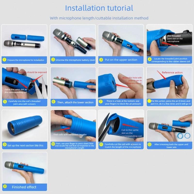 Cordless Handheld Microphone Protective Sleeve with Sponge Foam Microphone Windscreen Rubber Microphone Protective Sleeve Holder for Show KTV