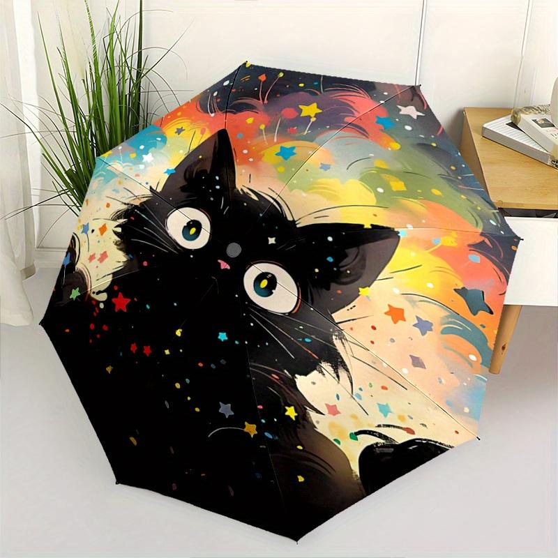 

1pc Colorful Stars and Cats Automatic Opening and Closing Umbrella - Suitable for Various Occasions, Outdoor Activities, Lightweight and Durable