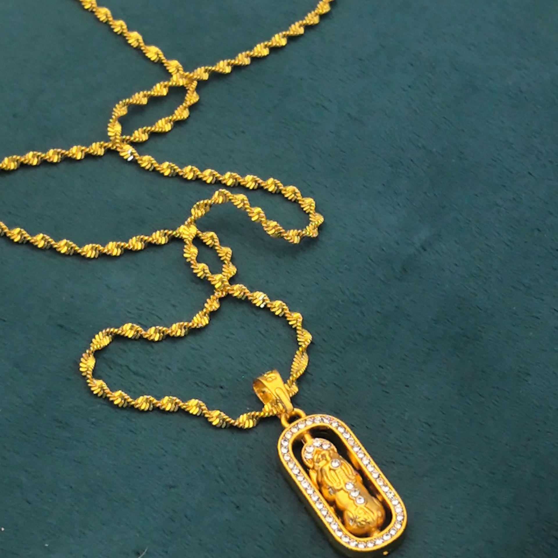 Rotatable Pixiu Pendant Necklace - Women s Elegant Gold Accessory with High-End Feel