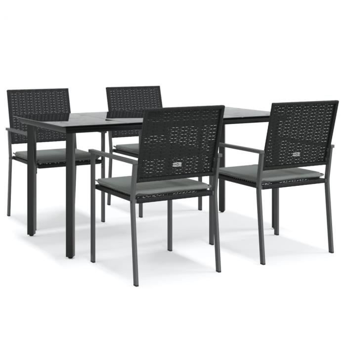 VidaXL Ensemble à manger de jardin 5 pcs coussins résine tressée acier 3187025
