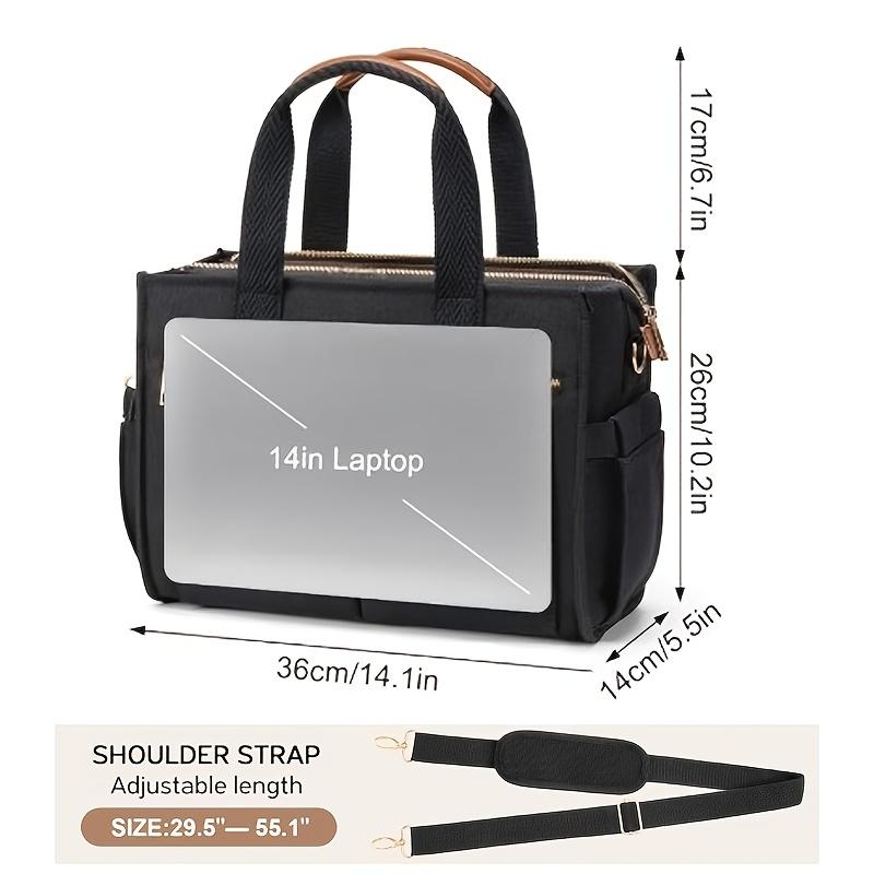 15-Pocket Large Crossbody Tote Bag with Laptop Compartment, Zipper Closure & 15-Pocket Organizati - Heavy-Duty Nyl Bookbag