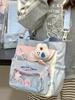 School bag high value contrasting colors cute cat fresh girl tote bag make-up bag