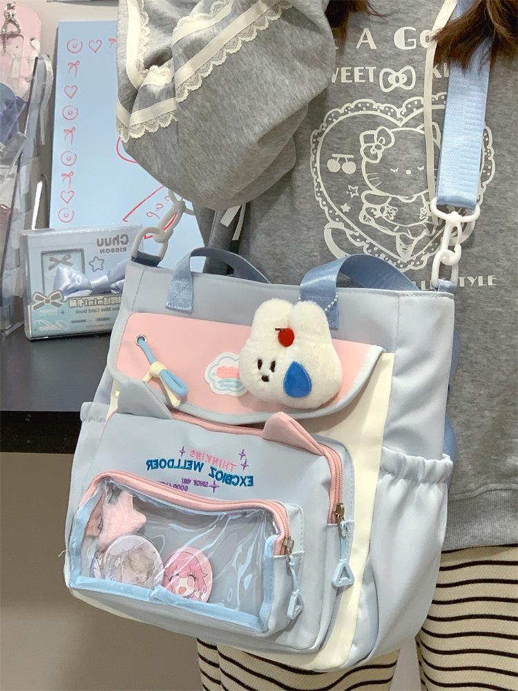 School bag high value contrasting colors cute cat fresh girl tote bag make-up bag