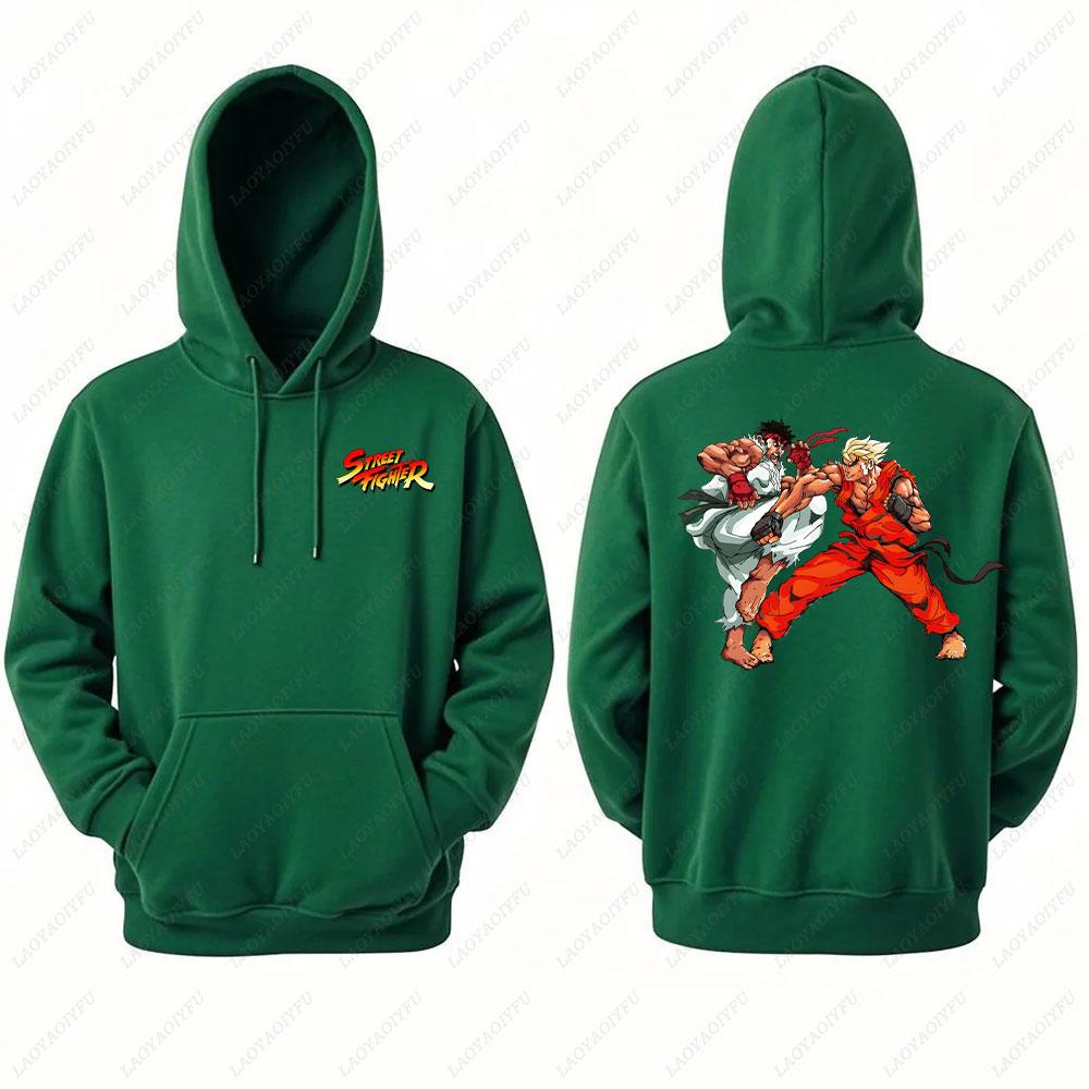 Street Fighter Men's Hoodie Anime Game Print Casual Long-sleeved Sweatshirt Double-sided Streetwear for Autumn ropa de hombre