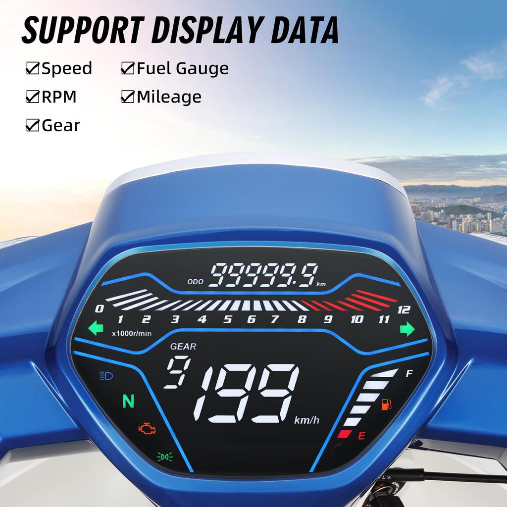 Digital Motorcycle Speedometer White Backlight Multi LED Dashboard RPM For EX5 Class1 CX DX Honda Wave C100 CD100 Speed Odomete