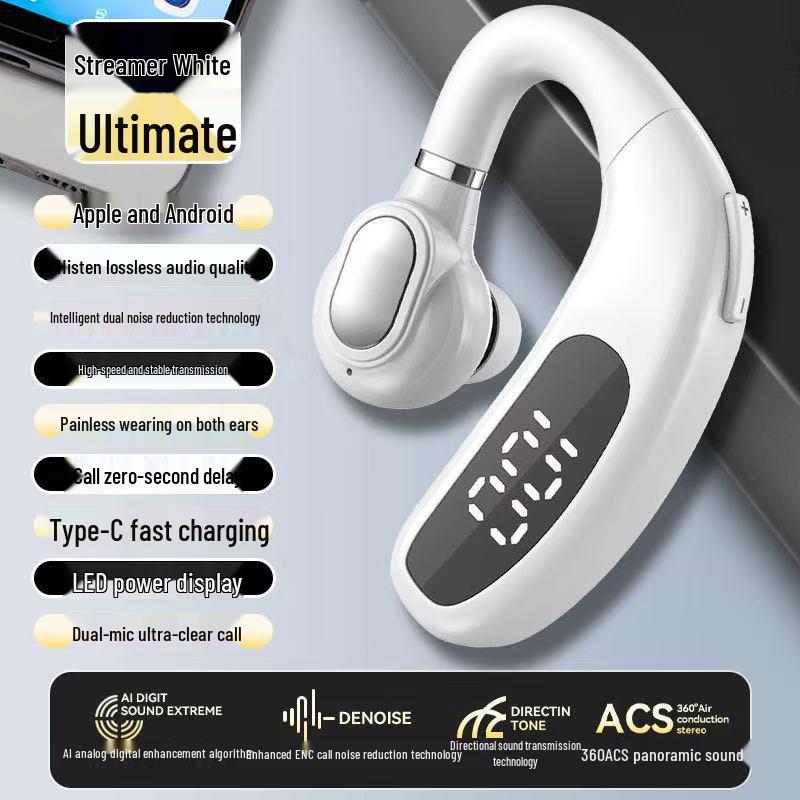 2025 Wireless Bluetooth Single Ear Hook Headphones for Driving, Compatible with Huawei, Vivo, Apple, Oppo, and Xiaomi