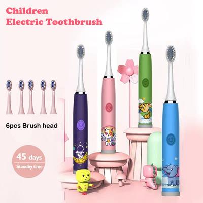 Children Sonic Electric Toothbrush Colorful Cartoon For Kids Ultrasonic Soft Fur Automatic Waterproof With Replacement Heads