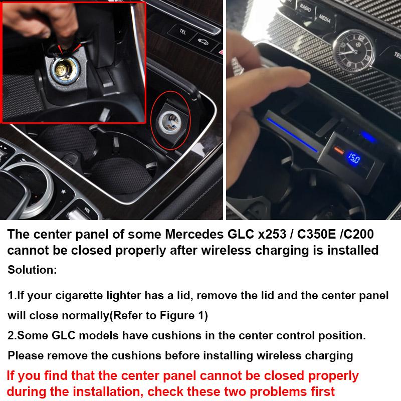Car Wireless Charger For Mercedes-Benz C Class C300 W205 GlC Amg Accessories Fast Phone Charging Plate Adapter 2016-2022