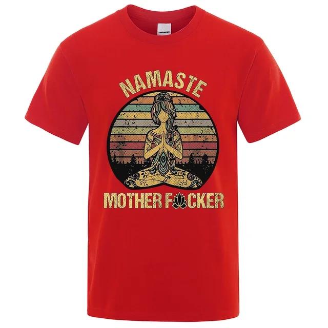 Vintage Namaste Mother Explicit Funny Tričko Tričko Pánské Tričko Dámská Bavlna Trička Topy Volné Krátké Rukávy Oversized Oblečení