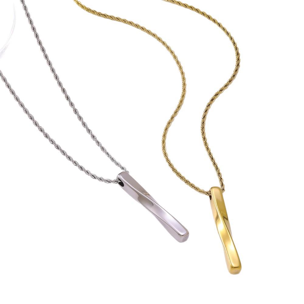 Cross-border Spiral Long Bar Titanium Steel Couple Necklace - Hip Hop Ins Cold Style