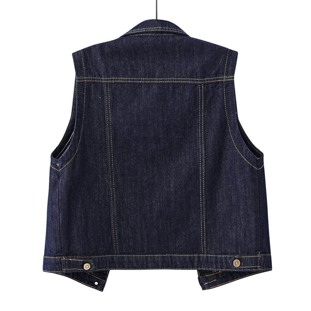 Damen Jeans Weste Ärmellos, Lässig, Retro, Figurbetont und Stilvoll Blazer