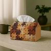 1pc Puzzle Tissue Box - Rustic Brown Geometric Tissue Paper Holder For, Car, Office - Decorative Napkin Case, Rectangular Suitable for Living Room, De