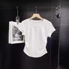 2024 Spicy Girl Waist-Hugging Short-Sleeve Round Neck T-Shirt for Women - Summer Solid Color
