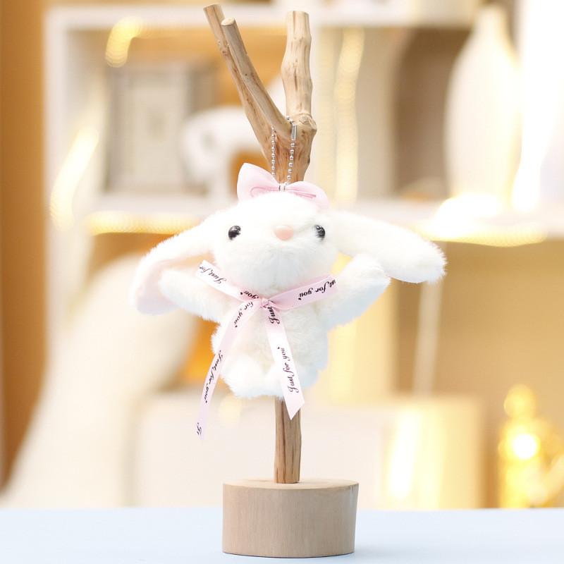 

Милый Белый Кролик с Длинными Ушами Плюшевая Игрушка Брелок с Бантом для Детей и Коллекционеров белый