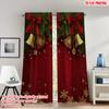 2pcs 2D Flat Printing Fashionable Christmas Curtains Christmas Pine Snowflakes Bells Digital Printed Polyester Drapes Festive