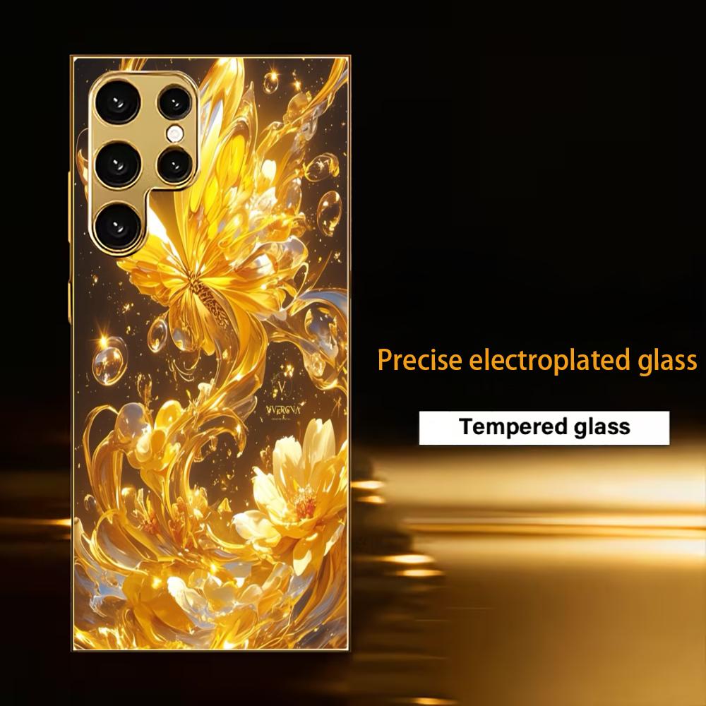 Butterfly Atmosphere Simplicity High-end Electroplating Glass PhoneCase for Samsung Galaxy S26 S25 S24 S23 S22 S21 FE,Ultra,Plus