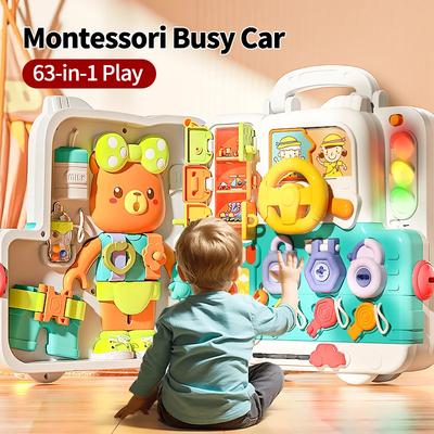 Montessori Busy Board Sensory Toys with Music & Light Switches Multifunction Activity Toy for Toddlers Early Educational Gifts