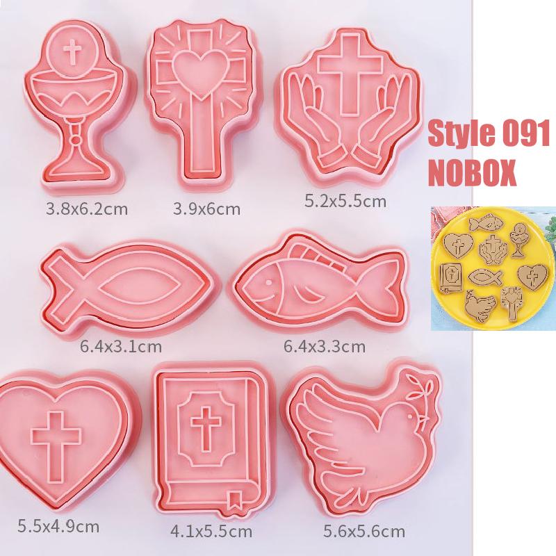 8Pcs DIY Easter Cookie Biscuit Mold Cartoon Bunny Egg Cookie Cutters 3D Rabbit Baking Fondant Mold Stamp Cake Decorating Tools