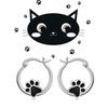 Ear Buckles, Black Epoxy Cute Animal Cat Claw Earrings, Sweet Heart Dog Footprint Earrings.
