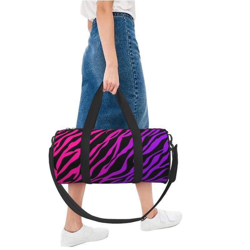 Zebra Stripe Print Travel Duffel Bags Unisex Portable Foldable Waterproof Carry on Luggage Bag Lightweight Yoga Gym Sports Bag