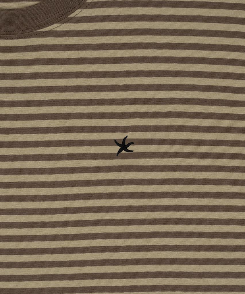 THE COLDEST MOMENT Tcm Mini Logo Stripe Ringer T (Brown)