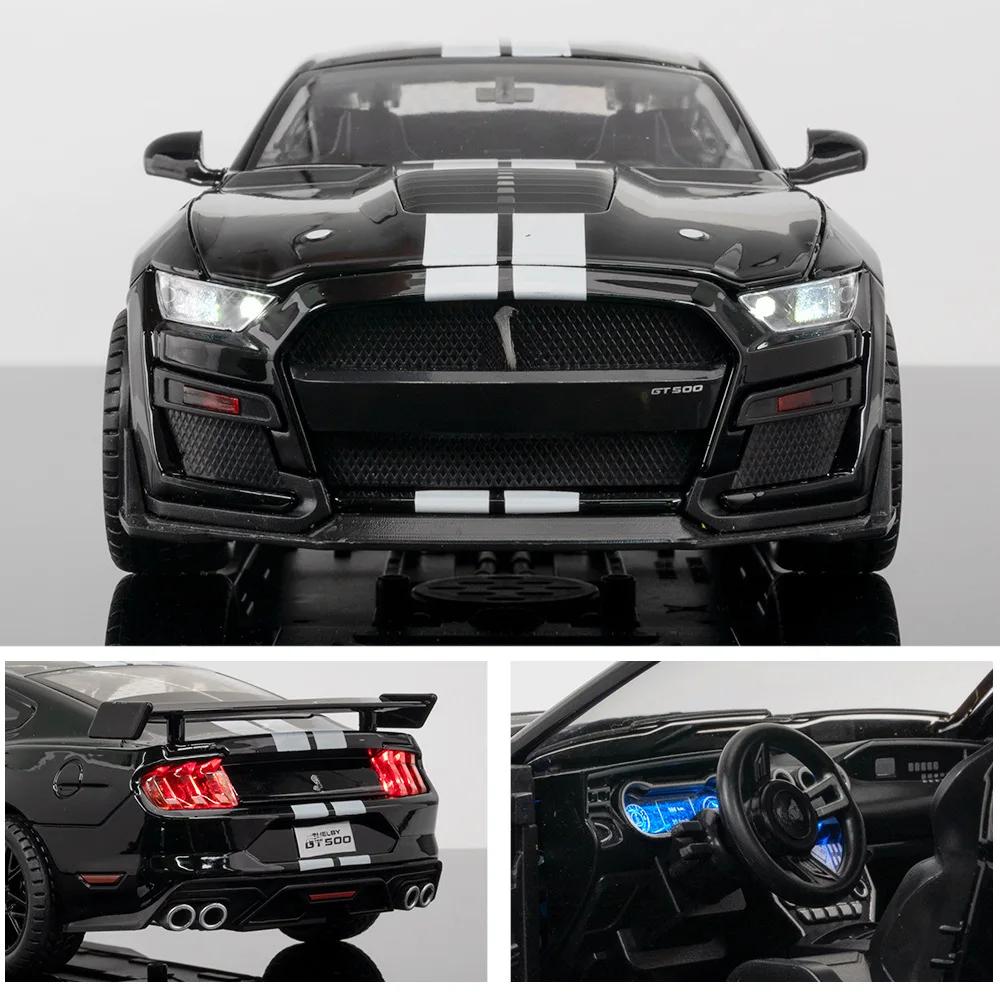 LLI6 Large 1:18 Ford Mustang GT500 Miniatures Alloy Diecast Metal Vehicle Model Desk Desktop Collection Decorative Hobby Ornaments