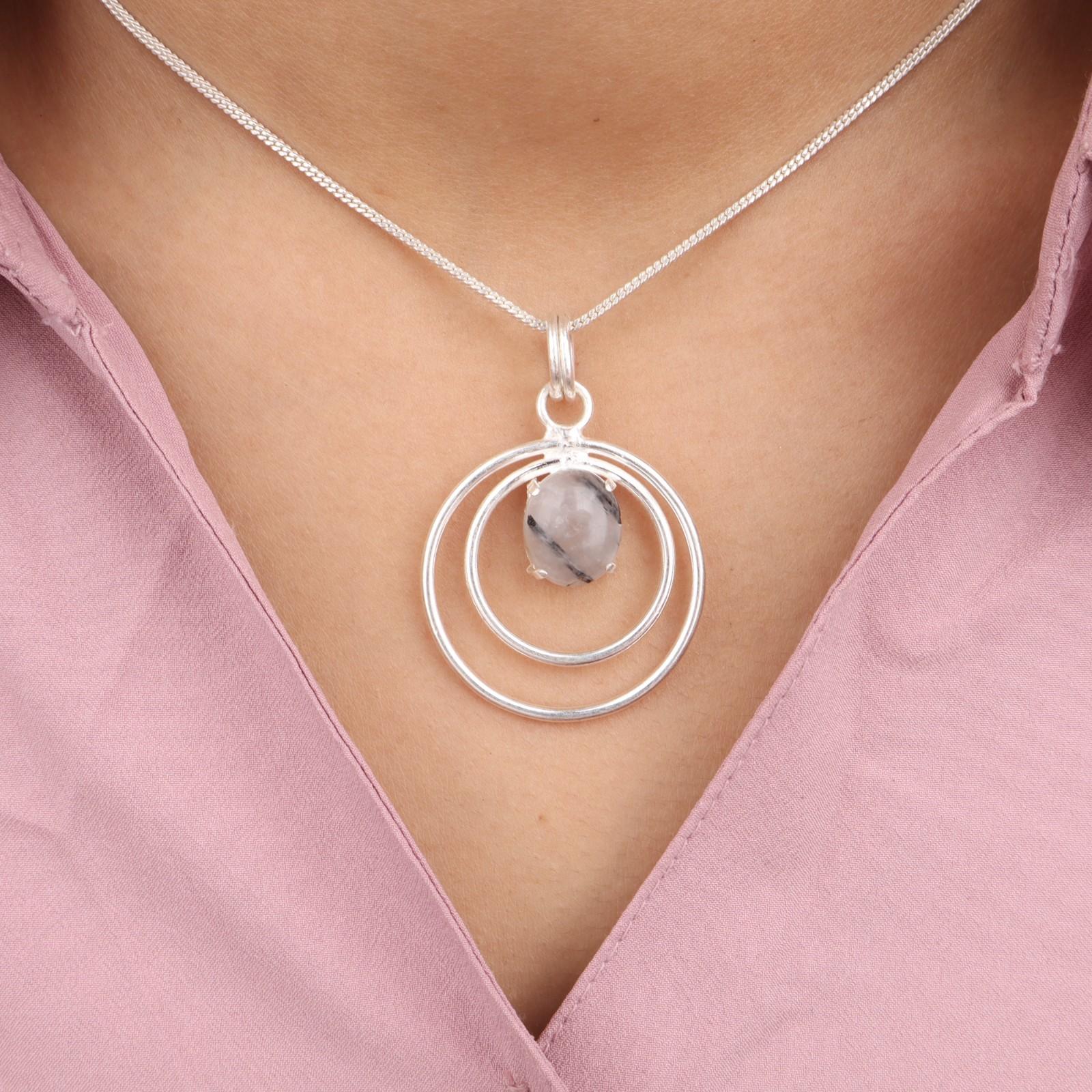 

Black Rutile Gemstone 925 Sterling Silver Jewelry Handmade Wedding Pendant 1.65 PP-61-34