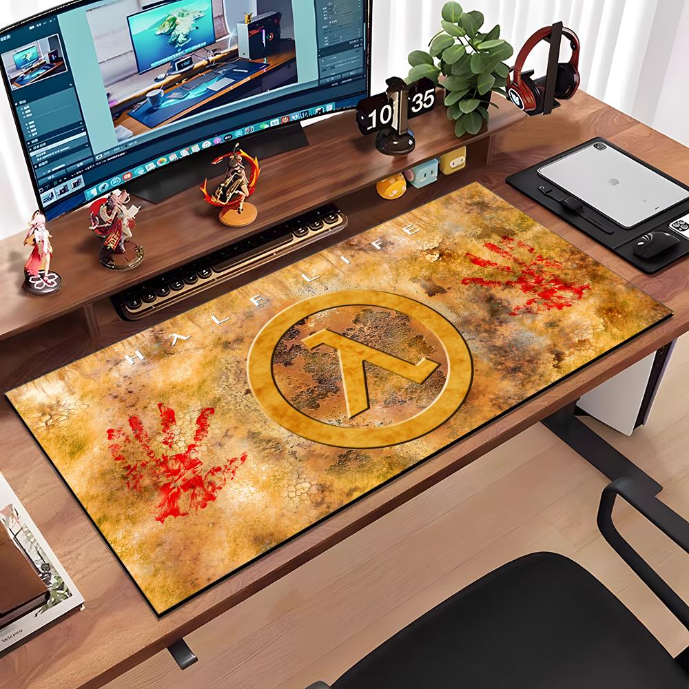 Half Life Large Mouse Pad Large Anti-Slip Rubber Gaming MousePad Durable Desk Pad Thick Seam Edge Suitable For Office And Gaming