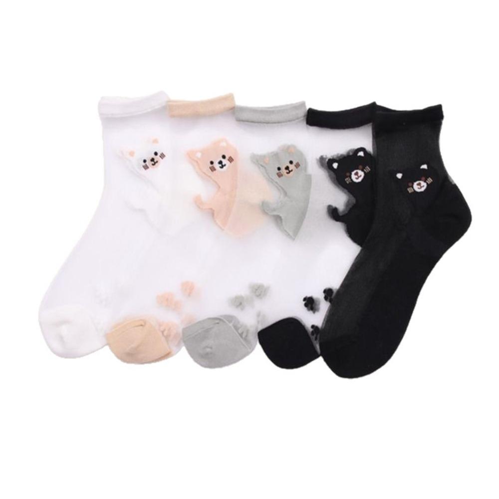 

5 пар Нескользящие Нейлоновые Ультратонкие Носки Пэчворк Гольфы для Женщин Кот Кристальный Шелковый Носок Женский 5Pairs