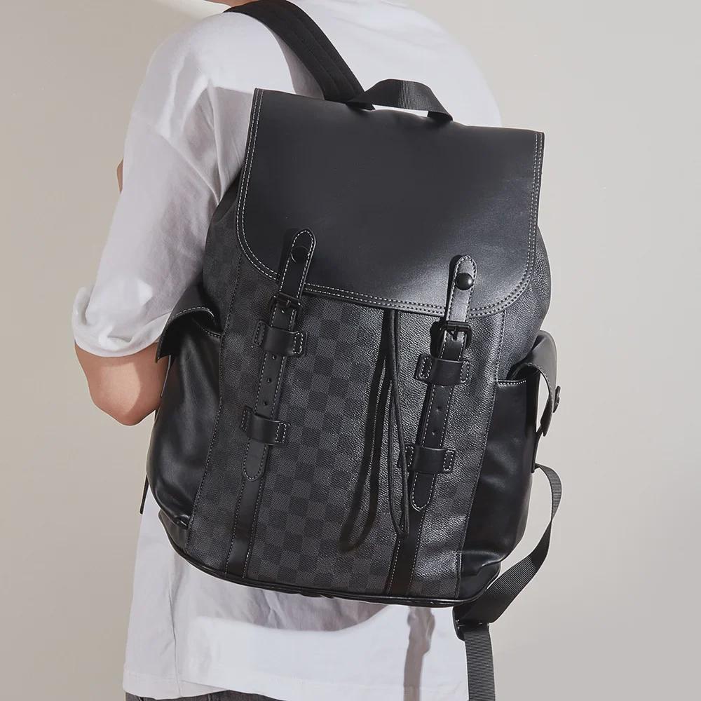 "2024 Trendy pledd klassisk ryggsekk for menn - stor kapasitet, allsidig og uformell"