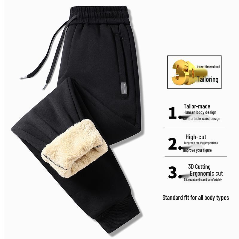 Men's Winter Fleece-Lined Sweatpants - Thick, Warm, Casual Cotton Sports Pants for Middle-Aged and Elderly