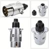 Durable 7 Pin Aluminium Alloy Plug Trailer Truck Towing Electrics 12V Connector Professional Replacement for Truck EU Plug