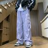 American Solid Color Pleated Functional Tooling Pants Men's Summer Trend High Street Ruffian Handsome Straight Loose Casual Wide-leg Pants