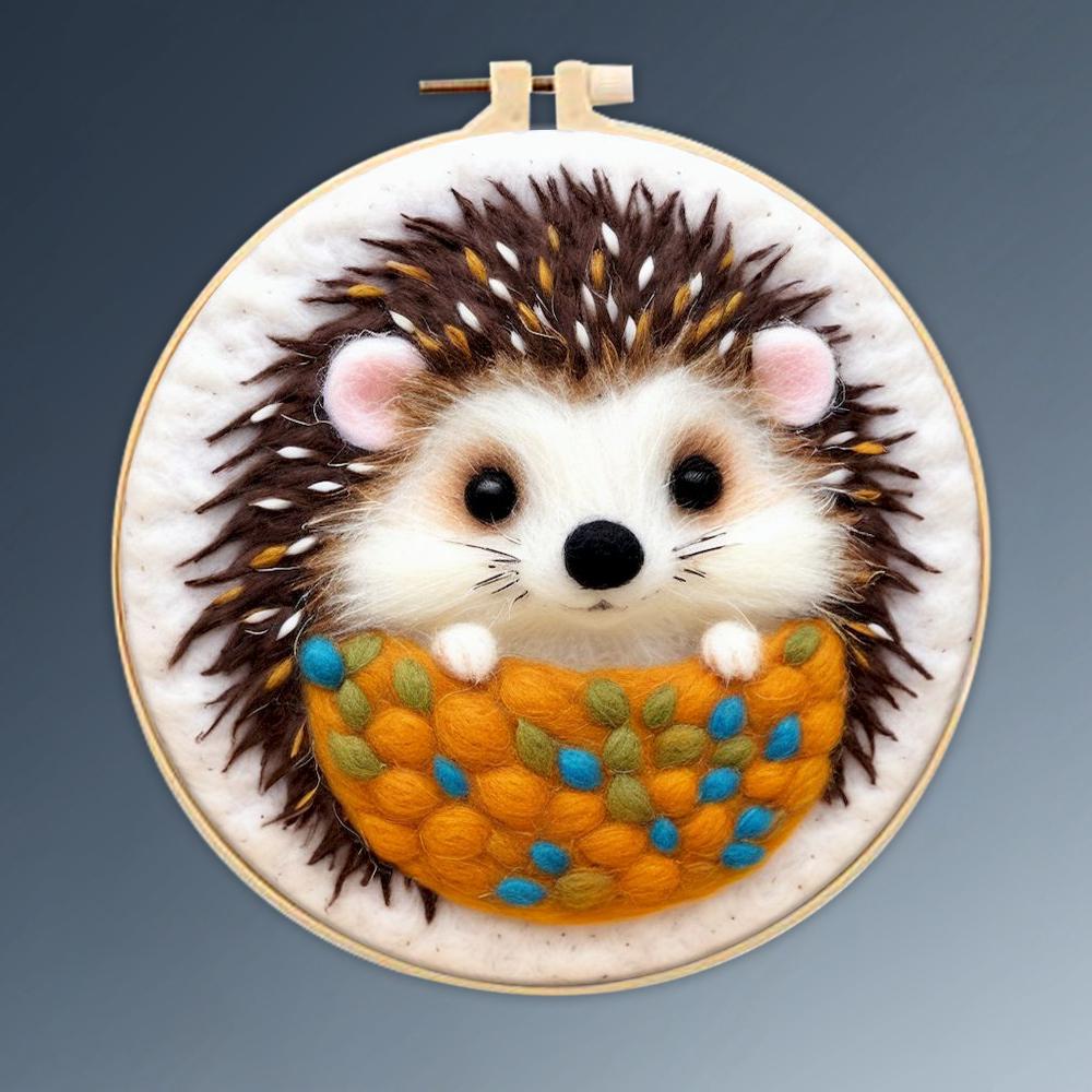 

CHENISTORY Wool Felting Package Animal Tiger And Wolf Needle Felting Painting With Frame Kit For Beginner Cat Wool Felting Paint