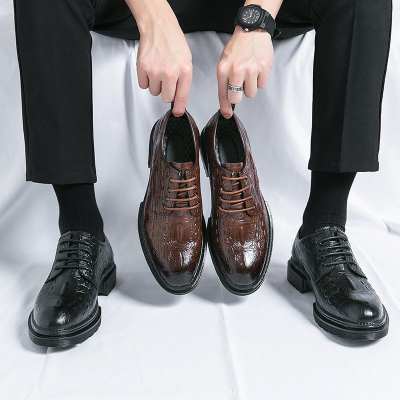 Men's leather shoes Brock business Amazon dress leather shoes engraved British large size foreign trade shoes single shoes