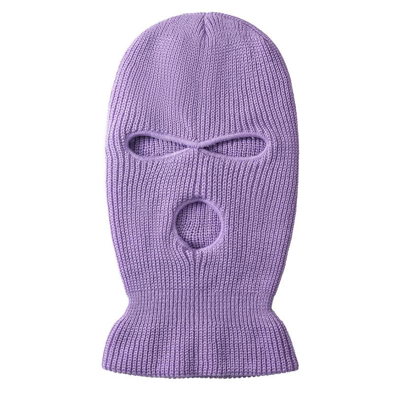 Candy Color Balaclava Funny Hat 3-Hole Ski Mask Knitted Hat Winter Warm Outdoor Cycling Windproof Mask