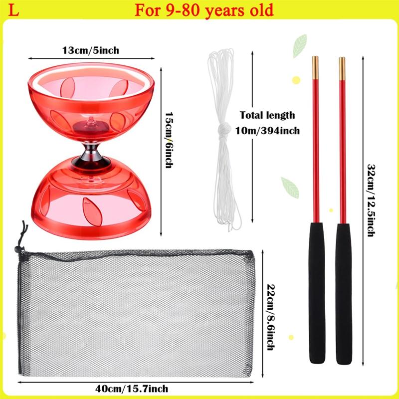 Chinese Diabolo with Triple Bearings, 3-Bearing Diabolo Green Chinese Yo-Yo Professional Circus Spinning Toy with Hand Sticks