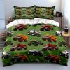 Monster Truck Pattern Background Print Bedding Set 1 Duvet Cover 2 Pillowcases for Adult and Children Luxury Gift Full Size