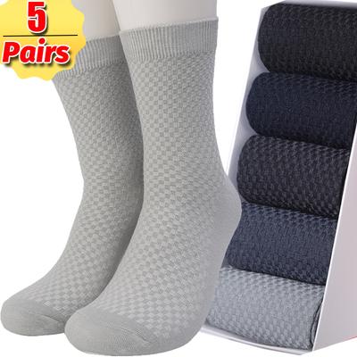 Bambusfaser Herrensocken Hohe Qualität Atmungsaktiv Neu Kompression Einfarbige Lässige Business Anti-Bakterielle Mittelschaftsocken