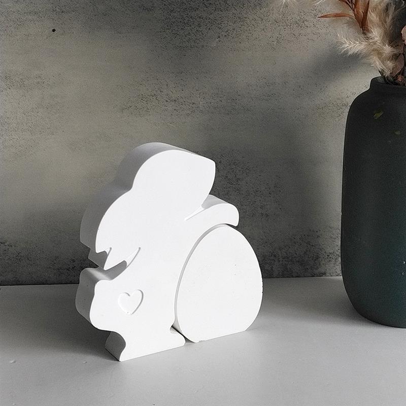 Rabbit Hugs Egg Cement Concrete Molds Happy Easter Heart Tail Bunny Gypsum Plaster Silicone Mold Craft Art Ornament Resin Mold