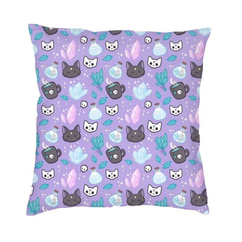 M Witch In Black Square Pillowcover Home Decor Occult Witchy Magic Cushions Throw Pillow For Car Double-Sided Printing