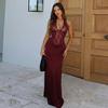 European and American Women's Clothing Sexy Lace Neck V-neck Dress Spring New Pure Desire Slim Perspective Hip Skirt