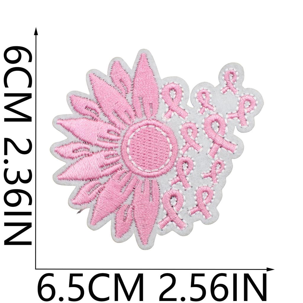 Caring For Women Embroidery Cloth Sticker Pink Ribbon Health Day Patch Sticker Clothes Decoration Computer Embroidery Sticker Love Health