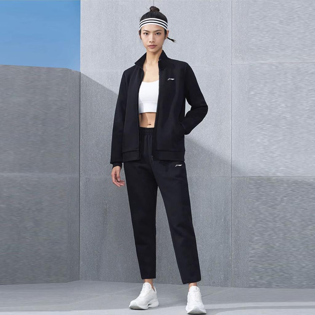 Li Ning Casual Running Sports Loose Jacket Long Pants Hoodie Set Women Sets AWDTD93-1-TZN