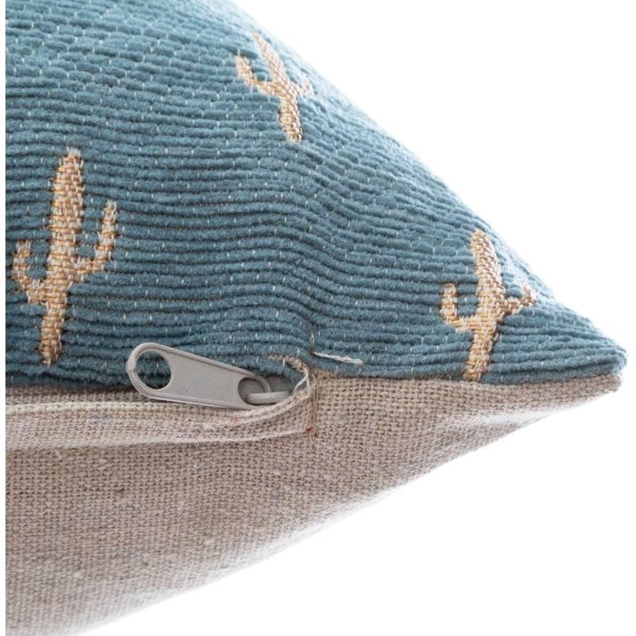 Housse de coussin - Noname - Cactus - 40 x 40 cm - Bleu - Tissu chenille doux