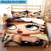 3PCS Laday In Red Dress 3pcs Bedding,Including 3PCS Duvet Cover And 2pcs Pillowcases Perfect for Christmas,Ideal for Bedroom, Dormitory