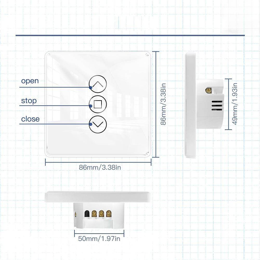 Tuya Wifi Intelligent Curtain Switch Arc Glass Touched Screen Curtain Controlling Panel Compatible with Alexa Assistant