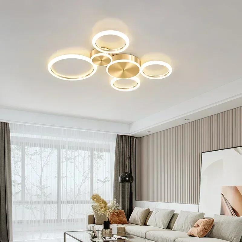 Modern minimalist LED ceiling light Nordic luxury gold ring light Living room dining room bedroom ceiling light Home decoration
