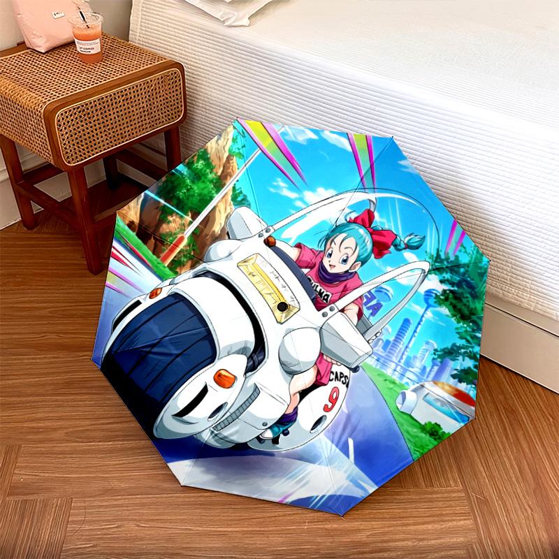 Padrão Dragon Ball, guarda-chuva de dobra automática, design portátil e dobrável, 8 varetas, um presente de Natal ou aniversário.