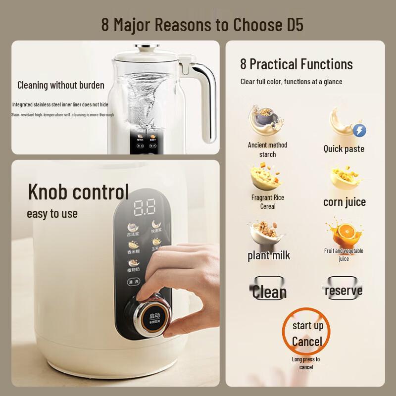 Joyoung D5 Quiet Inverter Wall-Breaking Soymilk Maker Blender CN Plug (adapter Included)